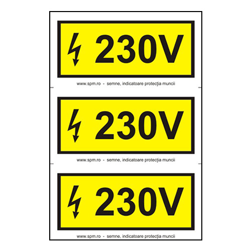 230V (3 etichete pe coala PVC)